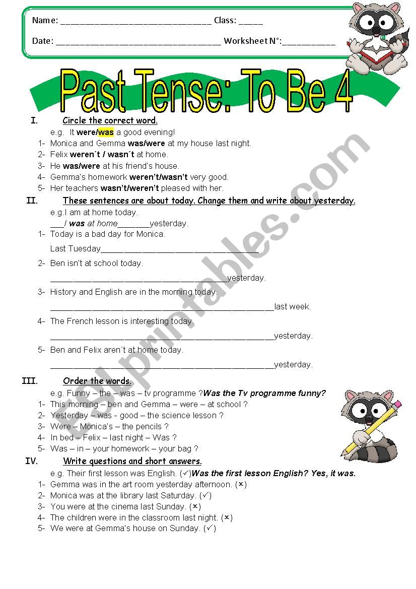 Past Tense To be 4 worksheet