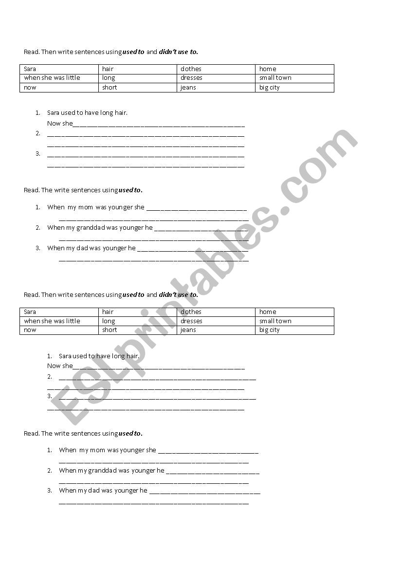 Used to/Didn´t use to - ESL worksheet by pinkdevil