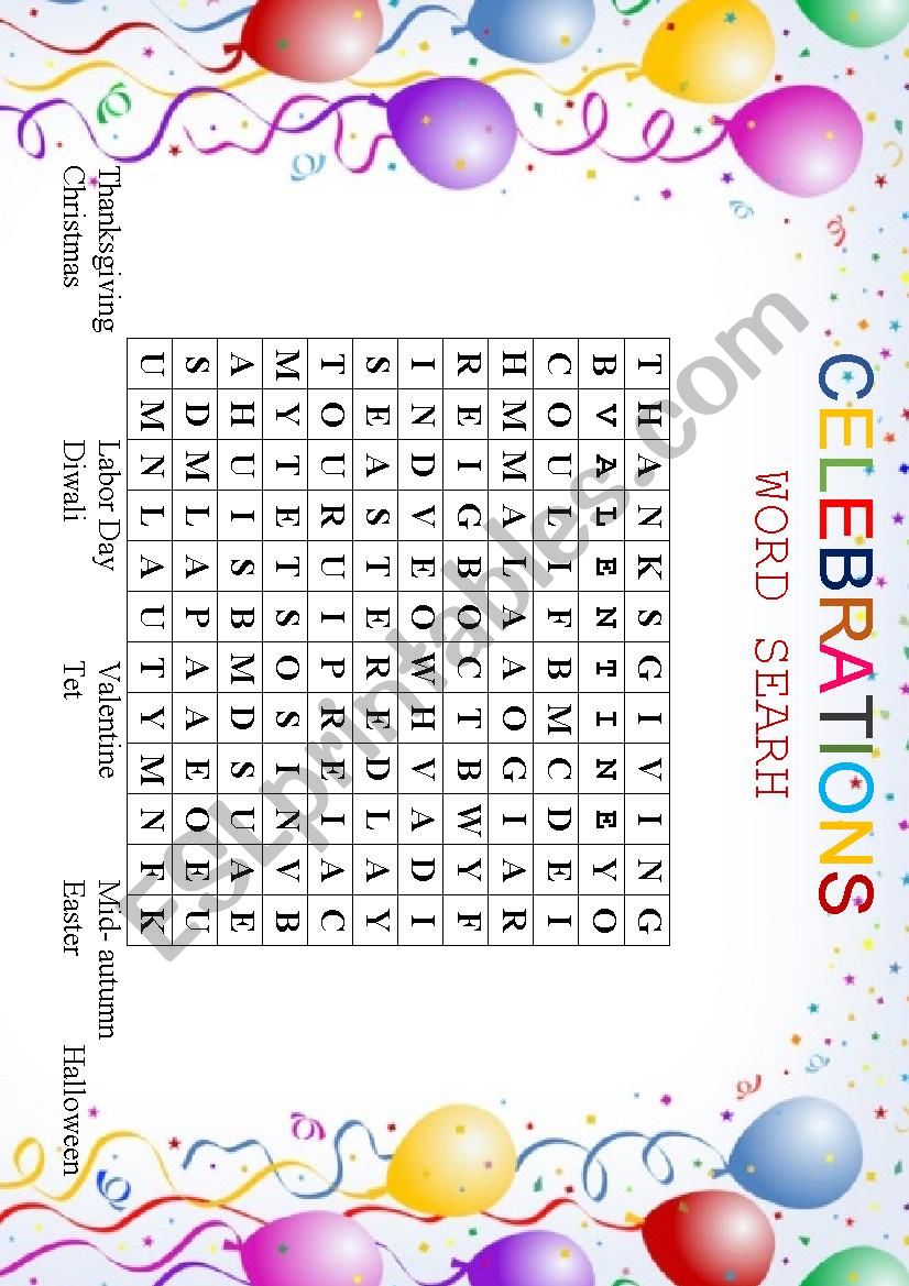 birthday celebration word search 4 letters