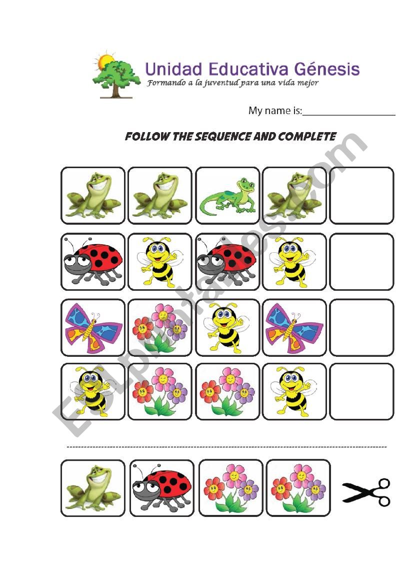 Follow the sequence worksheet