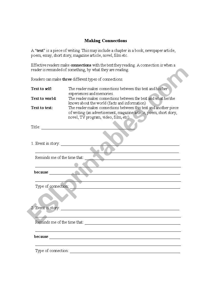 Making Connections worksheet