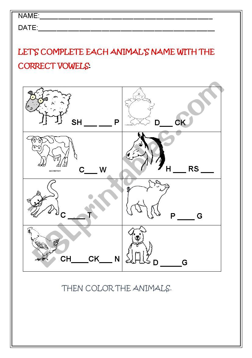 ANIMAL´S NAME - ESL worksheet by JEBARTOSKI