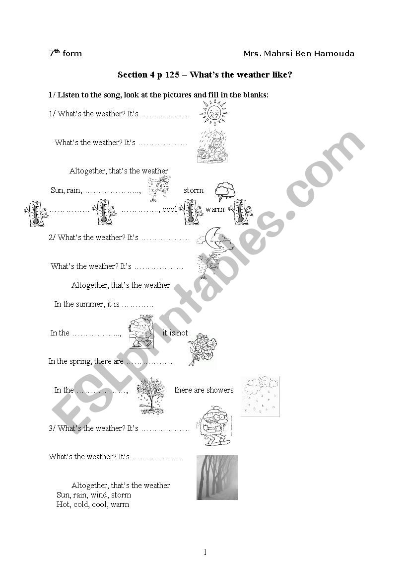 what´s the weather like - ESL worksheet by mannana