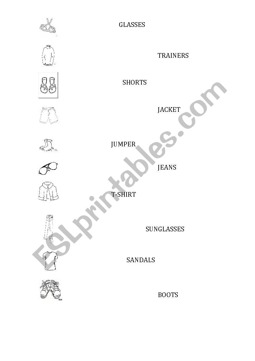 CLOTHES - ESL worksheet by sabtheteacher