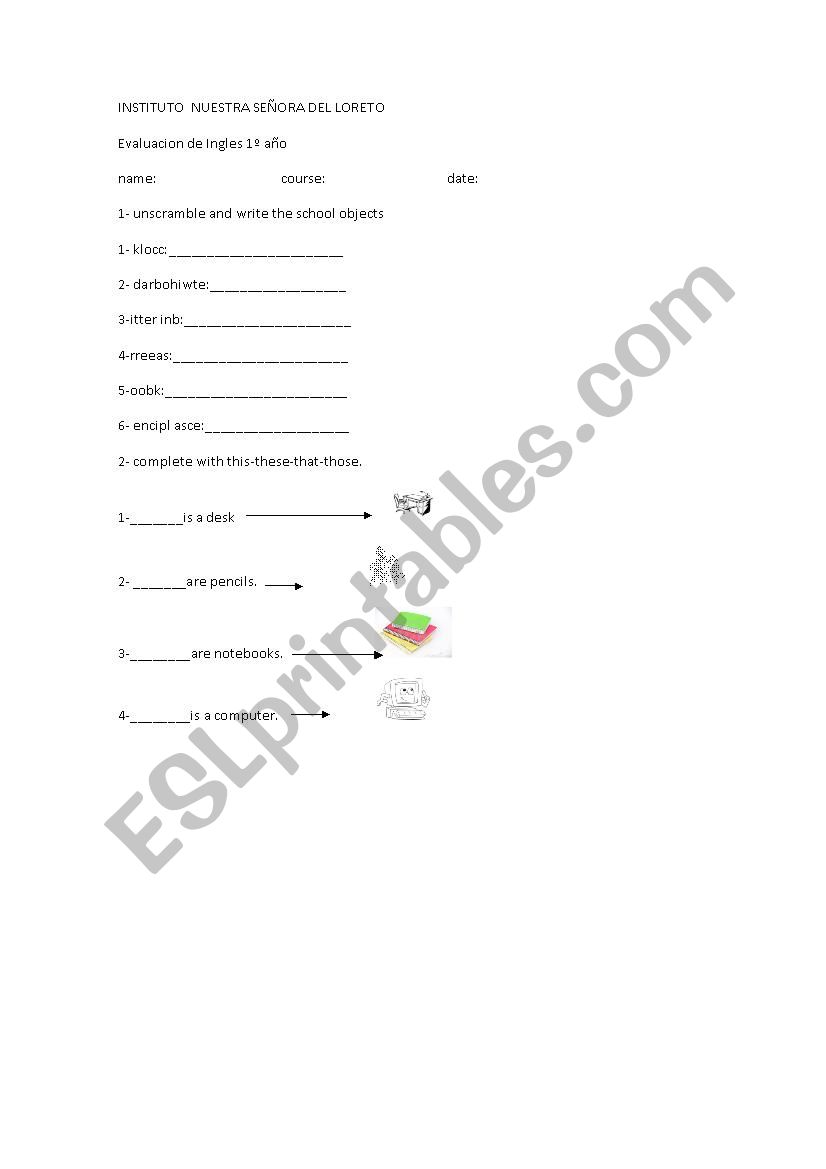 demostrative pronouns worksheet