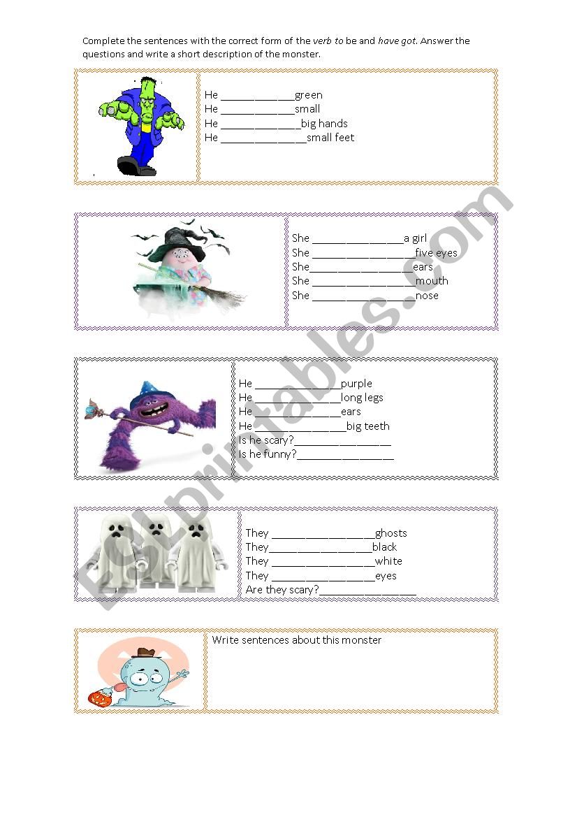 halloween to be and have got worksheet