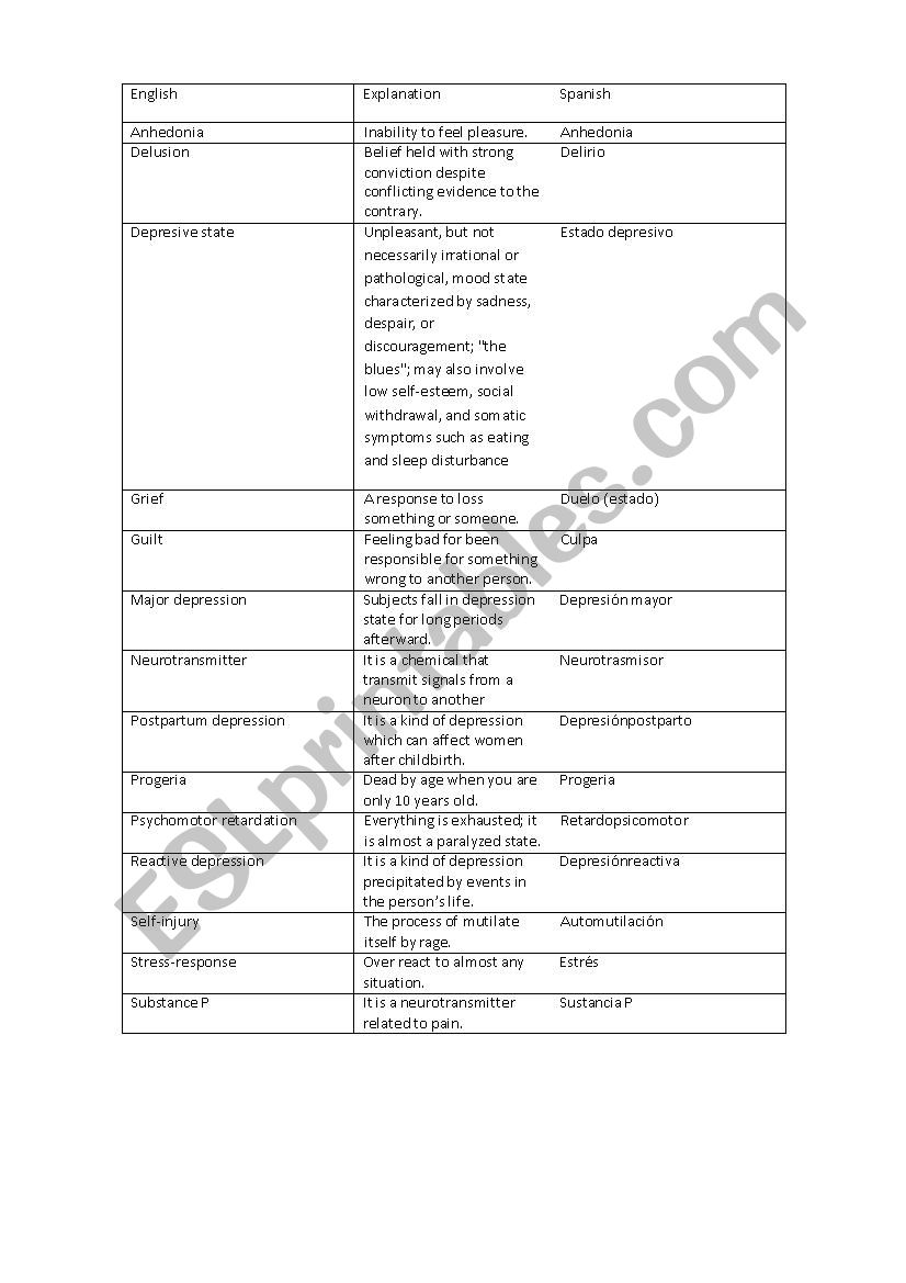 Vocabulary worksheet