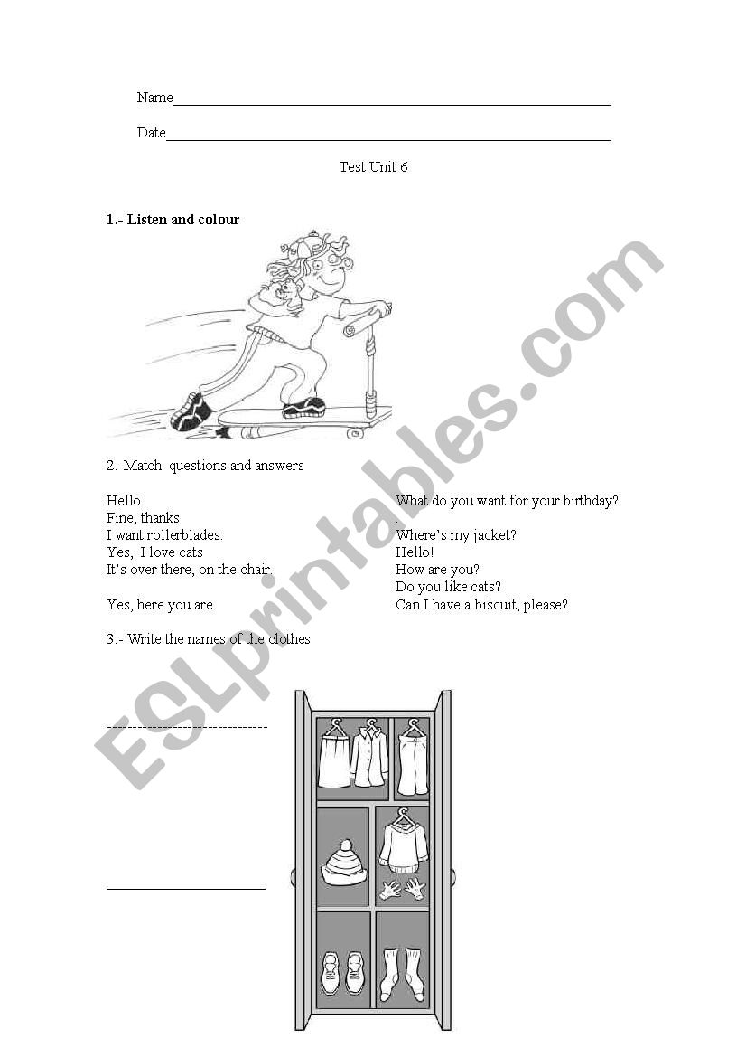 CLOTHES TEST worksheet