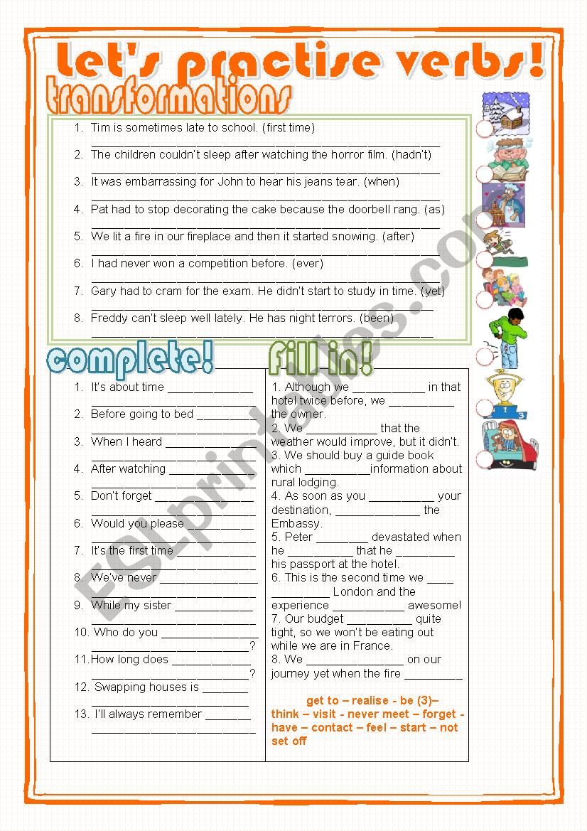 Let´s practise verbs! - ESL worksheet by Nuria08