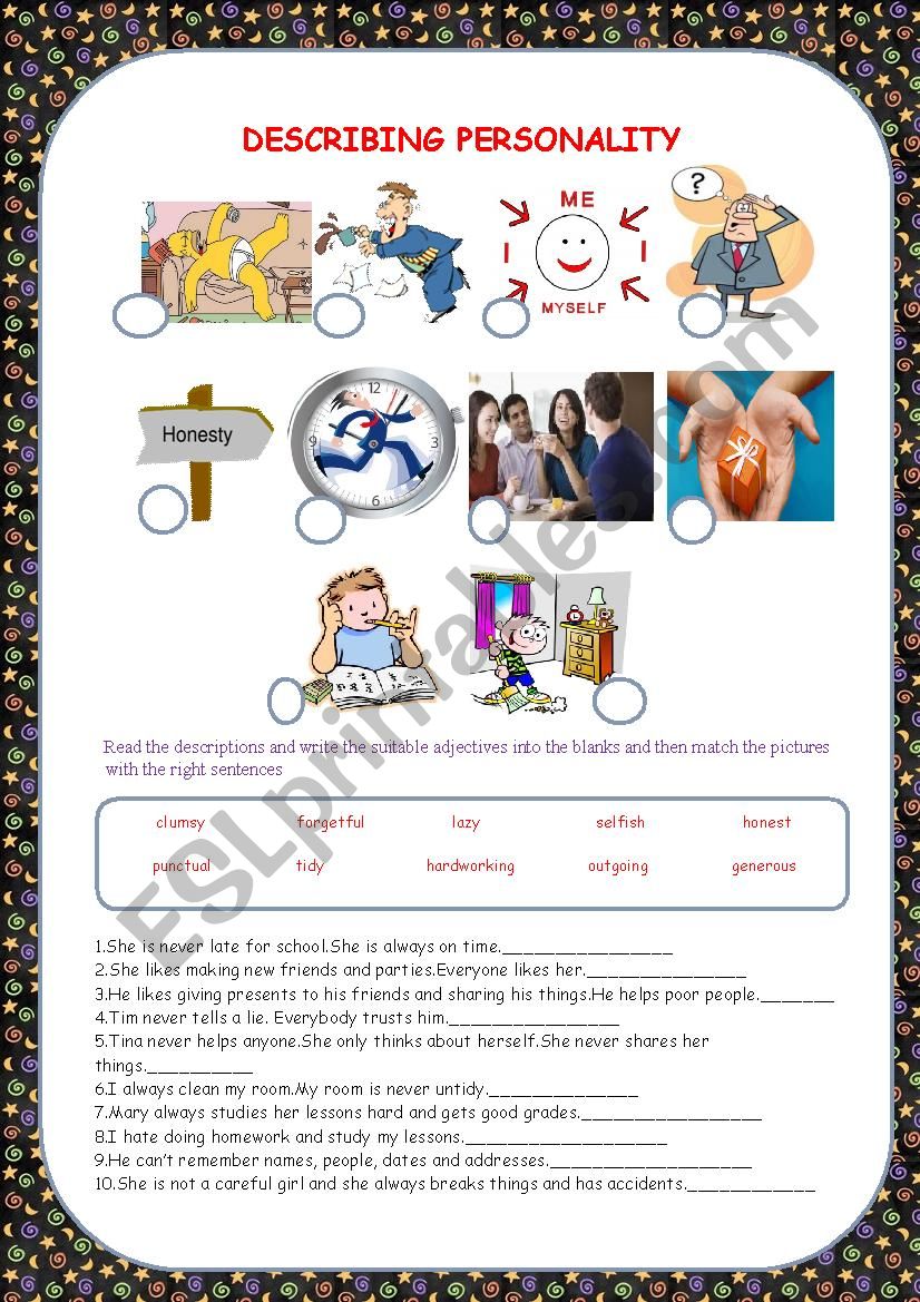 Describing Personality ESL Worksheet By Zelihakocyigit