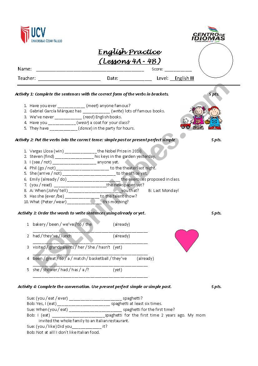 simple present and present perfect