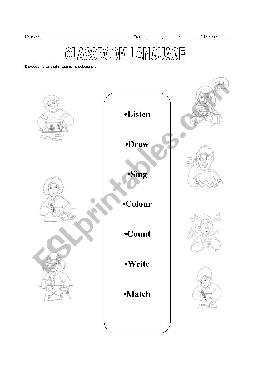 Classroom Language worksheet