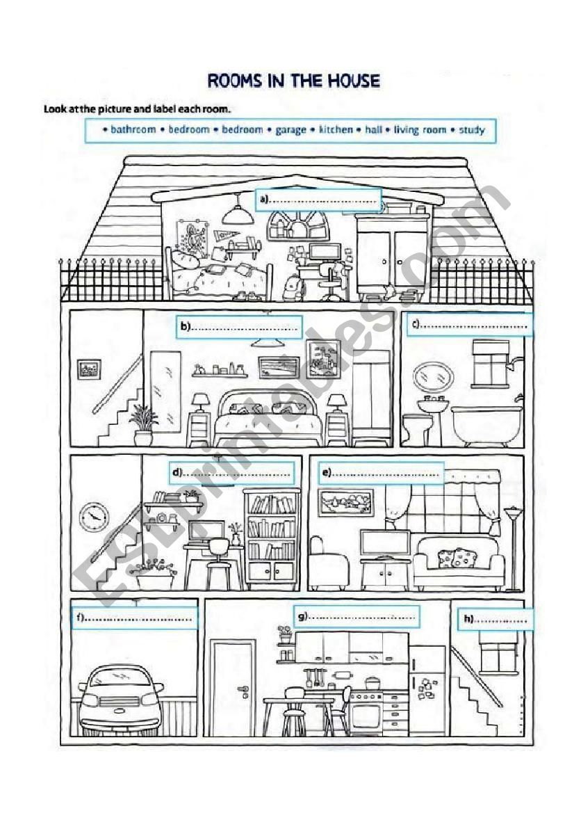 rooms in a house - ESL worksheet by asser saidi