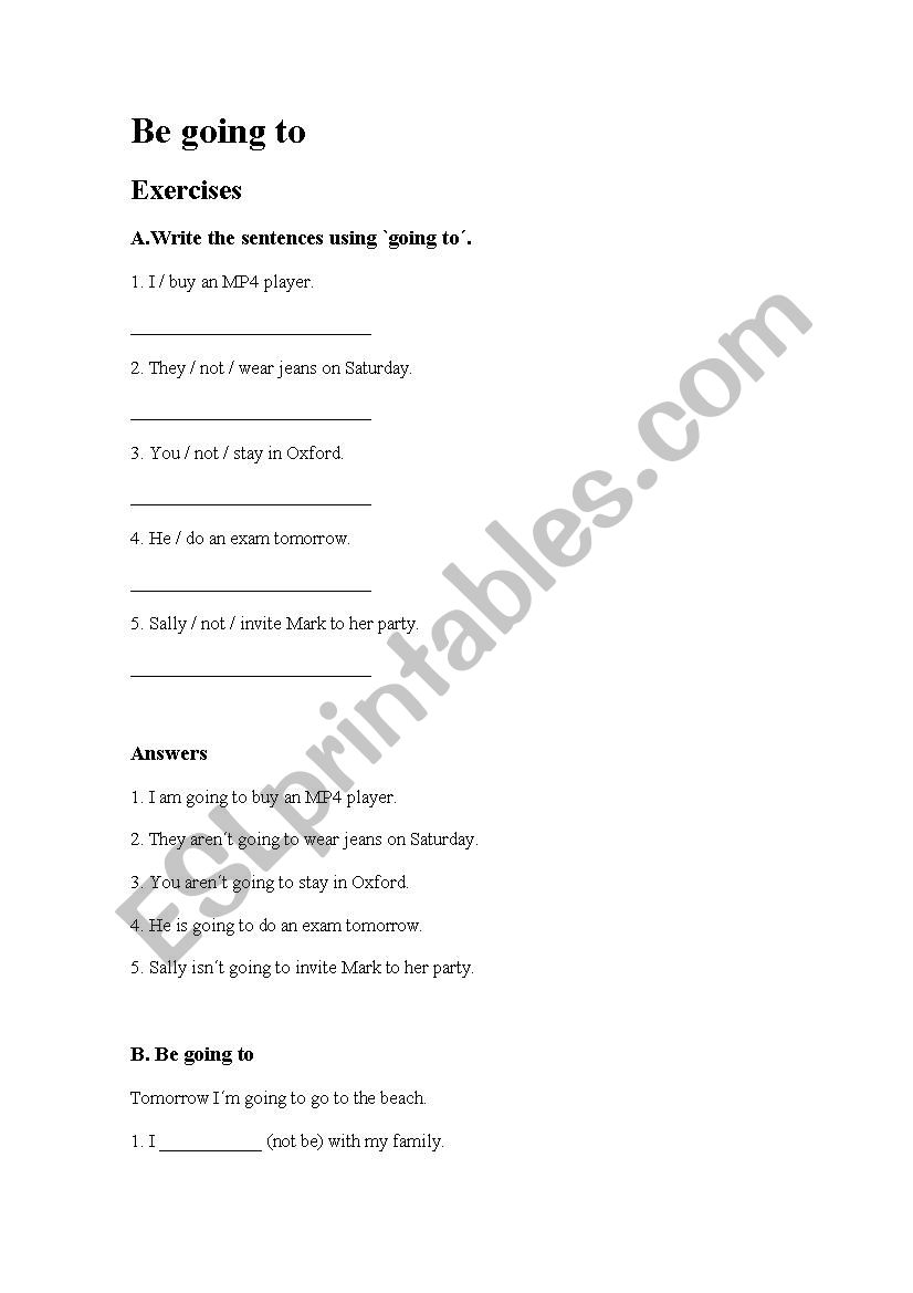 be going to. worksheet