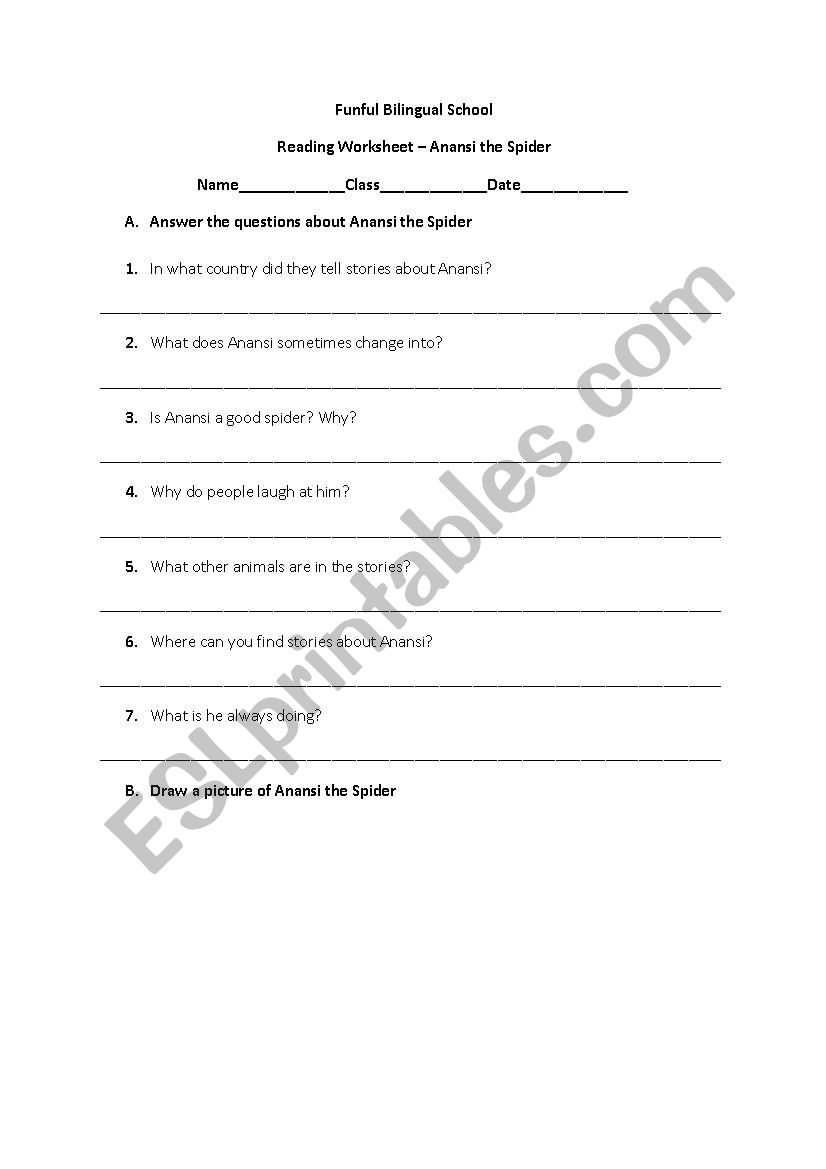 Reading Worksheet  worksheet