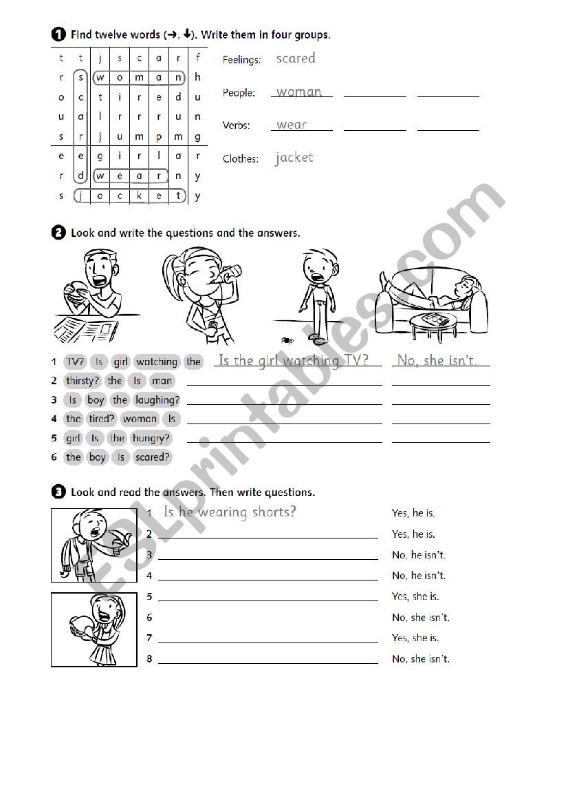 present continious worksheet