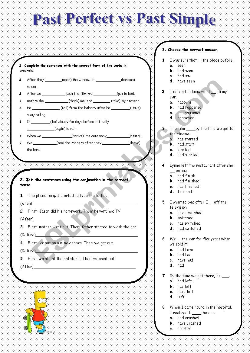 PAST PERFECT VS. PAST SIMPLE worksheet