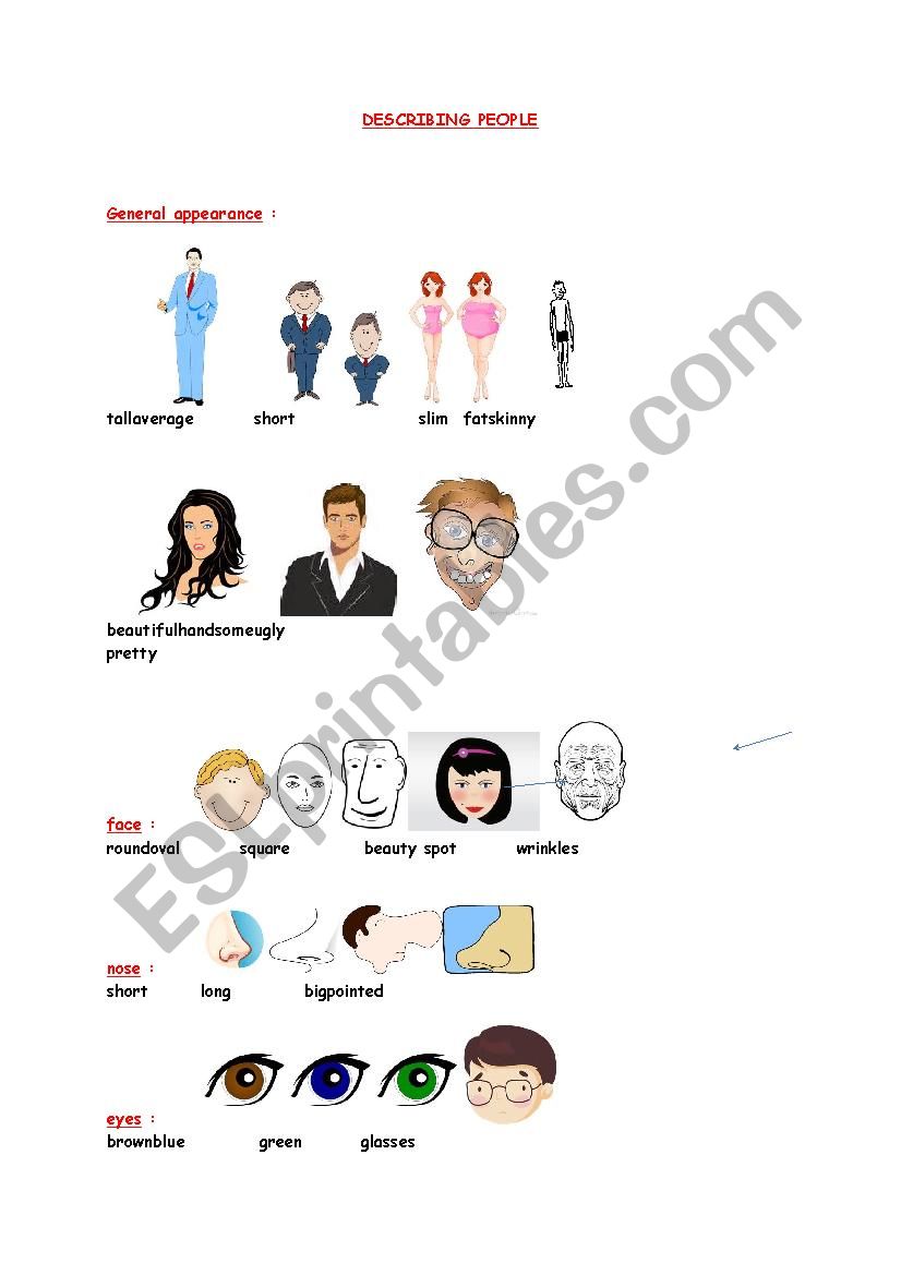 DESCRIBING PEOPLE worksheet