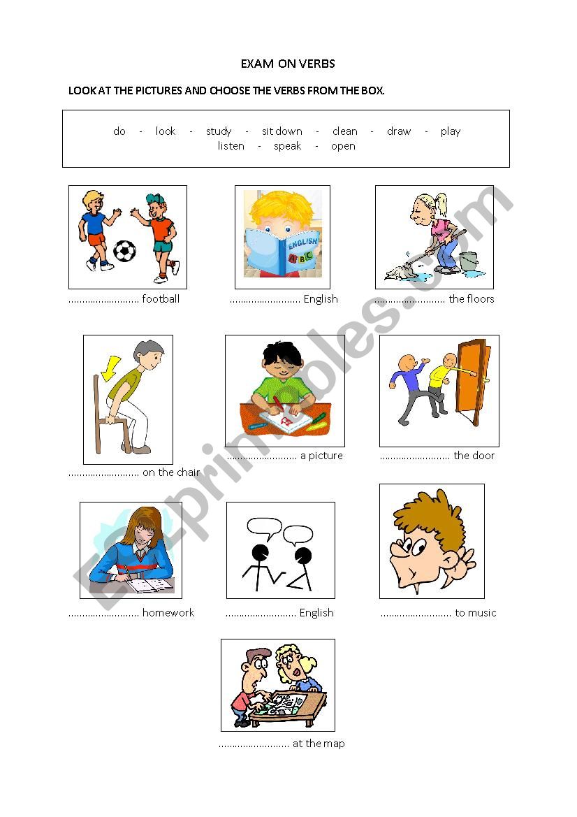 EXAM ON BASIC VERBS worksheet