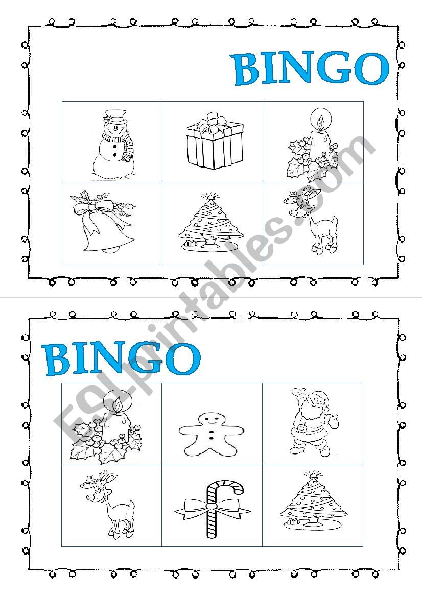 x-mas bingo worksheet