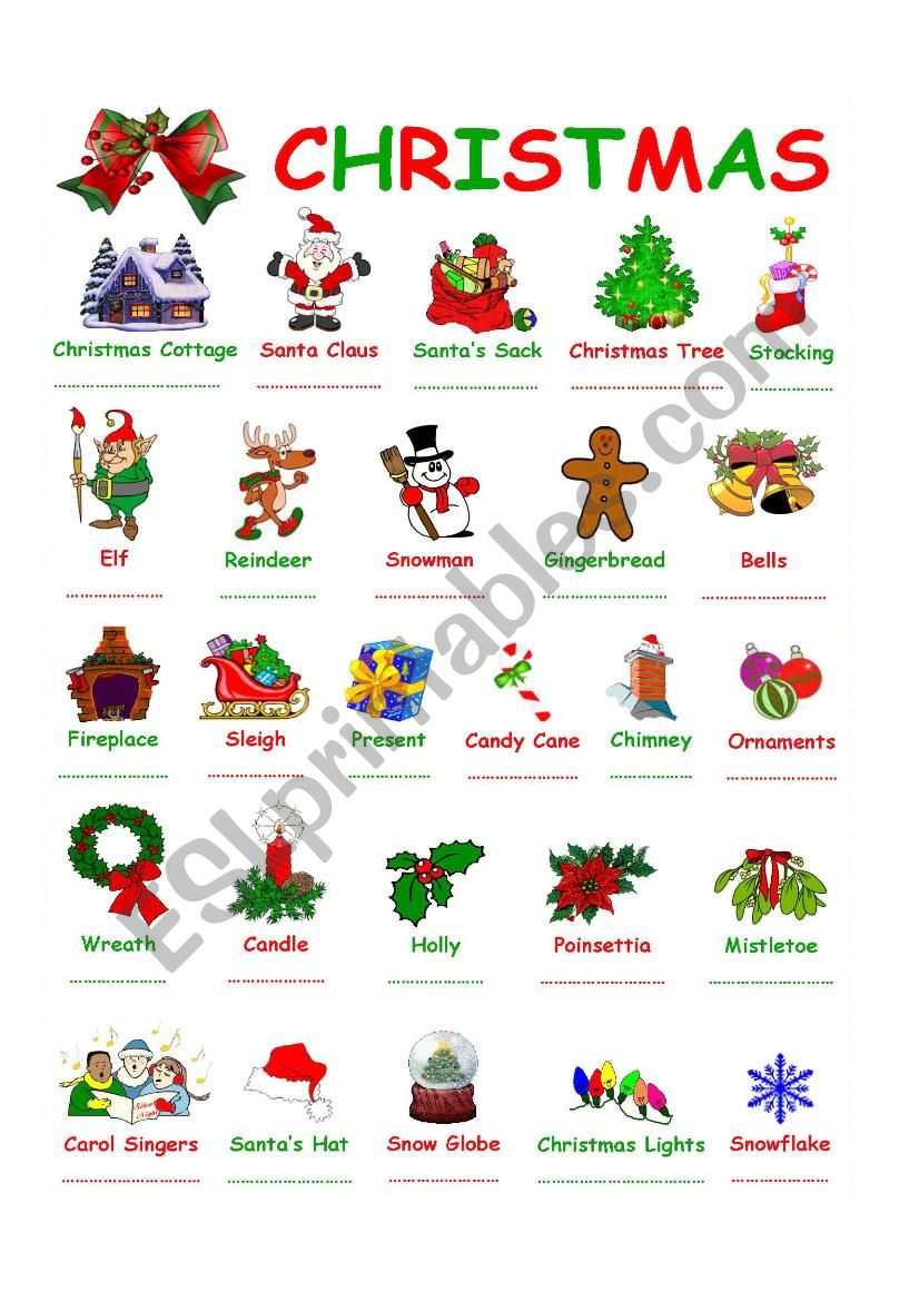 Christmas Vocabulary With Pictures ESL Worksheet By Wayne1965