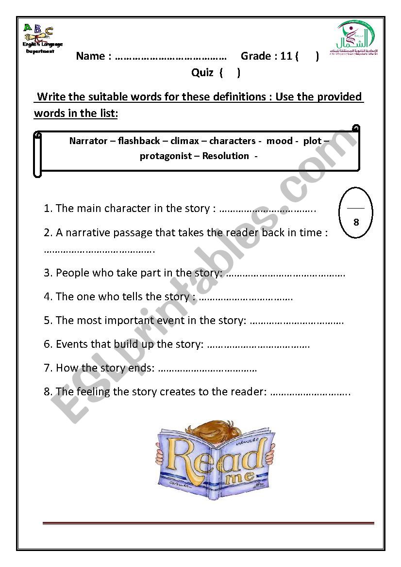 Narrative Elements Quiz ESL Worksheet By Hanaa Mohammed