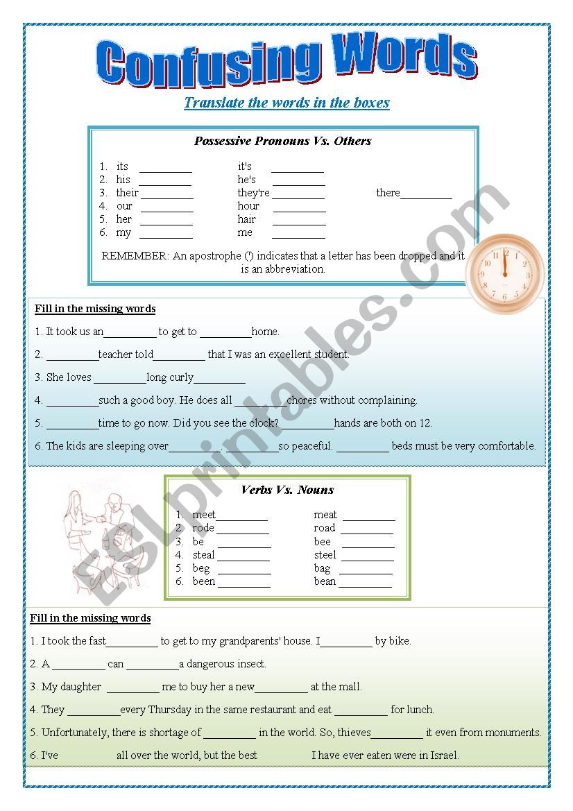 Common Confusing Words ESL Worksheet By Cnmiri