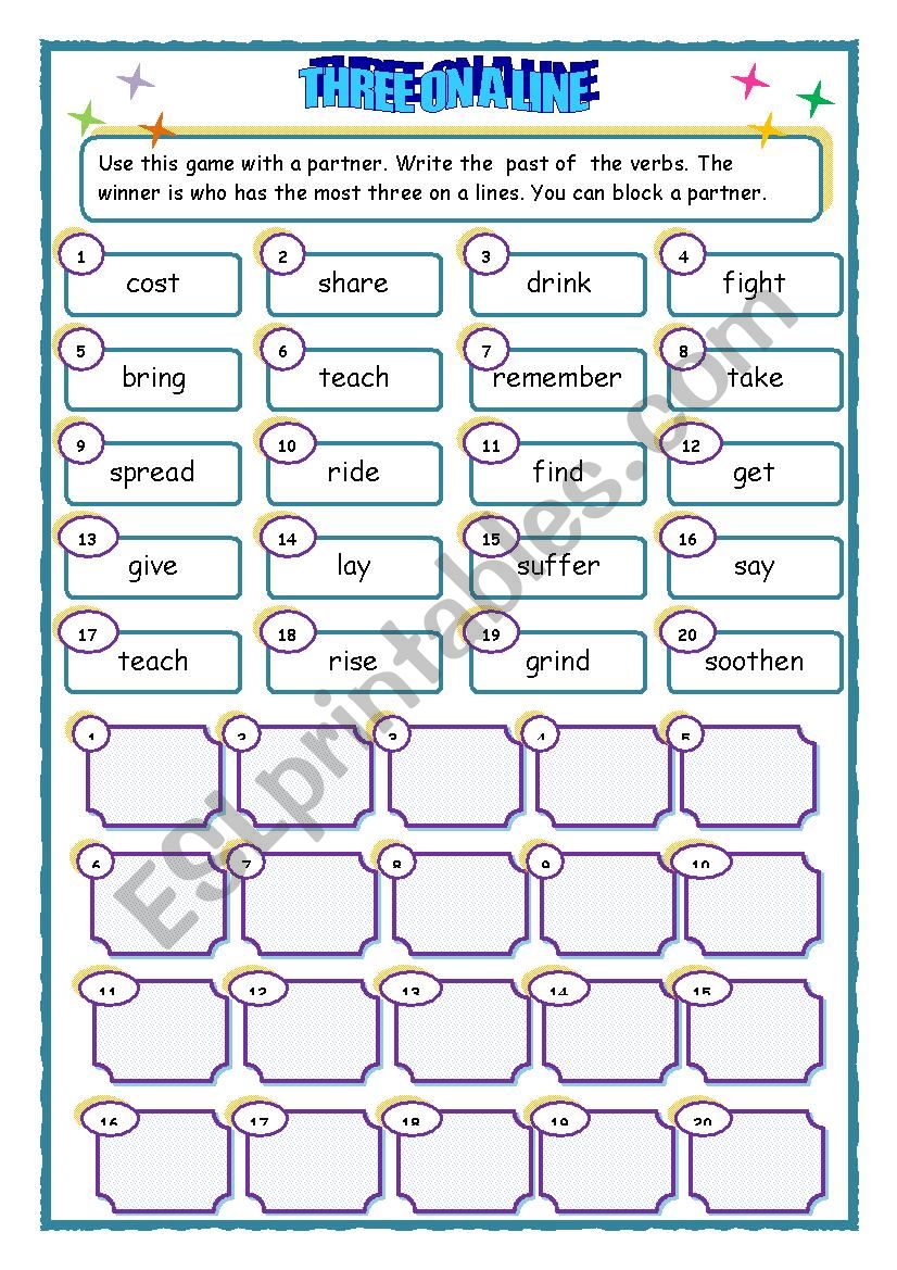 Three on a Line worksheet