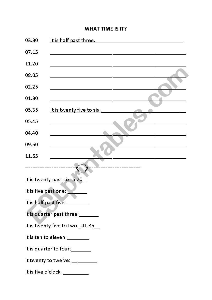 telling time worksheet