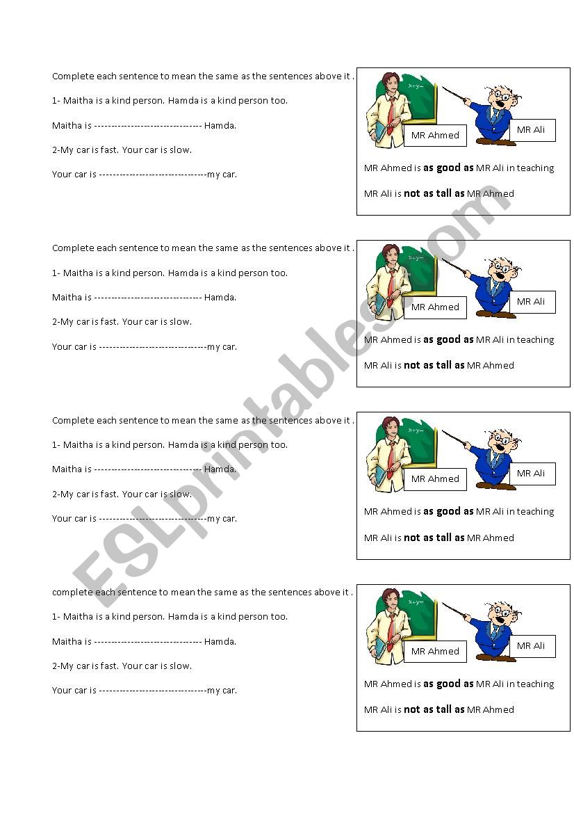 as adj as worksheet