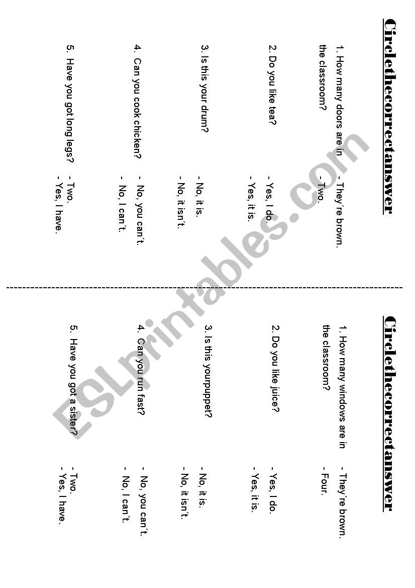 Circle the correct answer worksheet