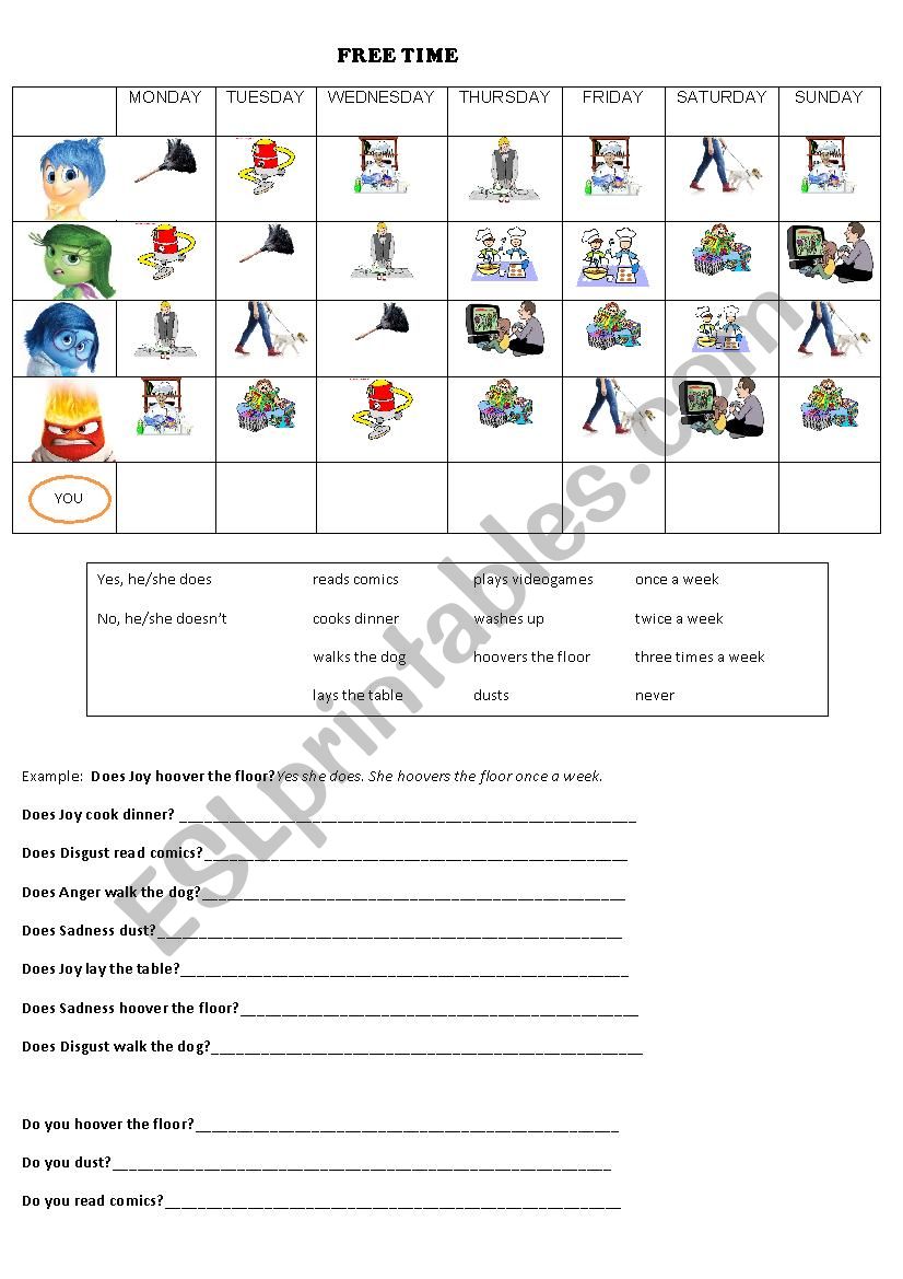 free time worksheet