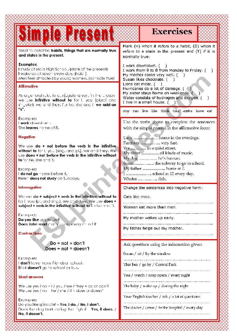 present tenses worksheet