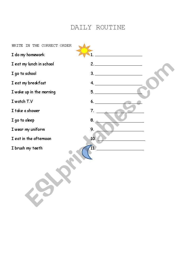 Daily Routine  worksheet