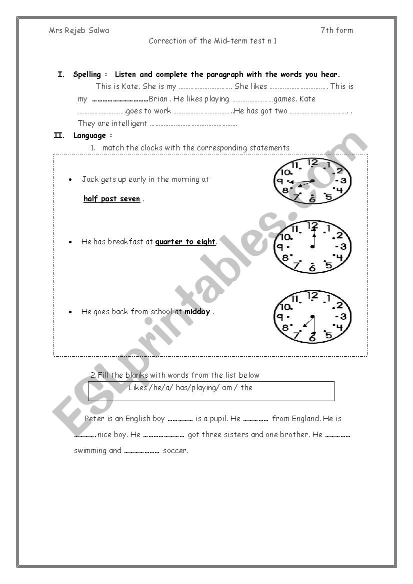 corection of the mid term test n 1