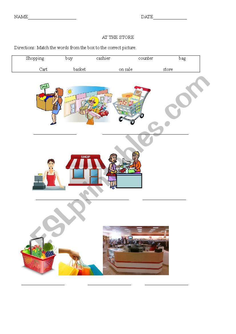 At The Store - ESL worksheet by molliemajere