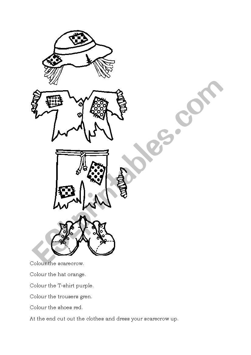 Dress up the scarecrow worksheet