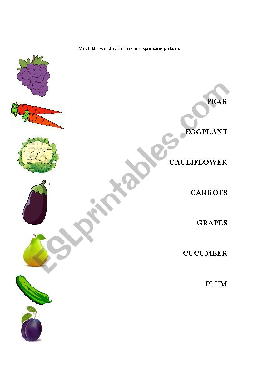 Fruits and vegetables matching