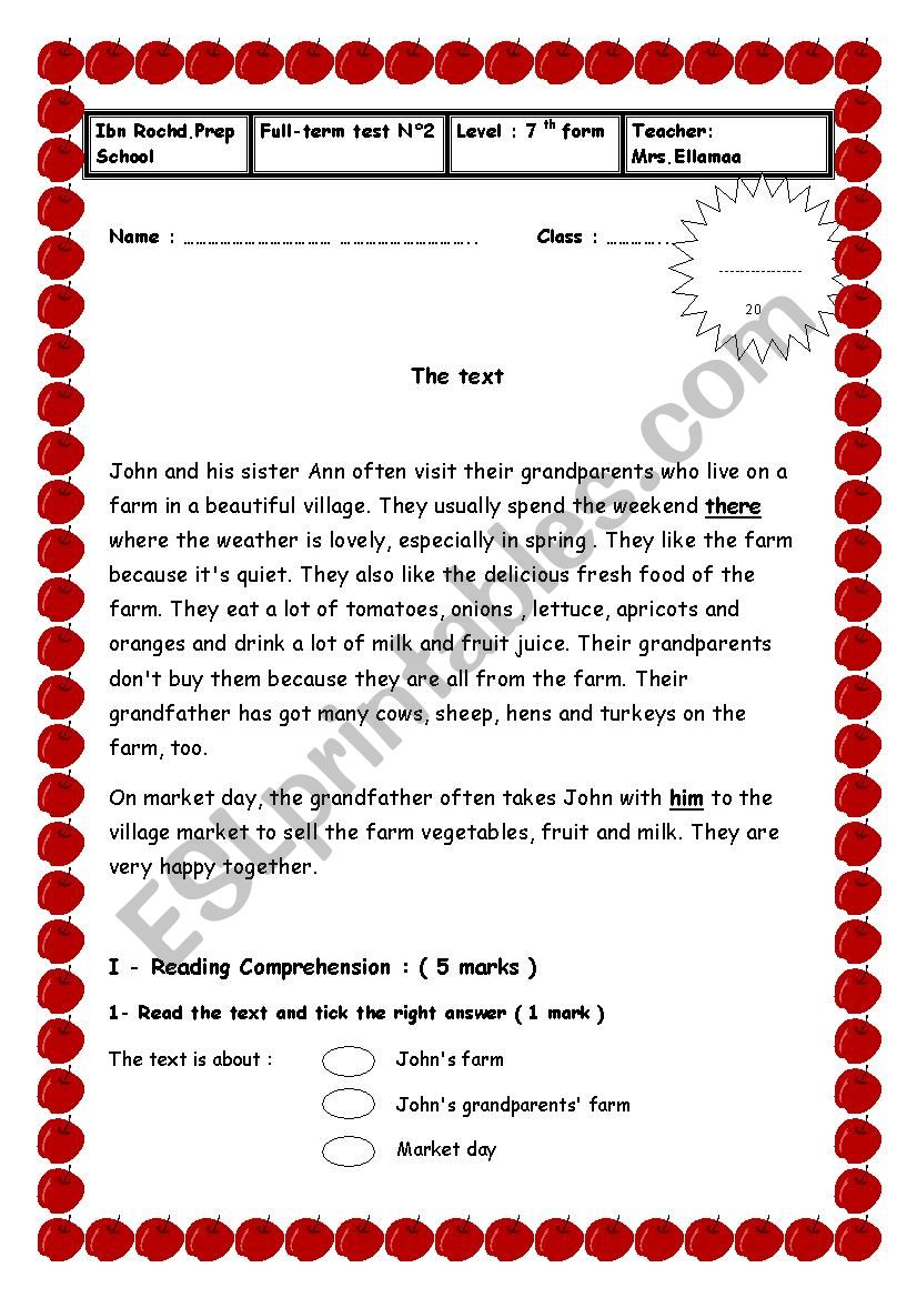 full-term test n2 worksheet