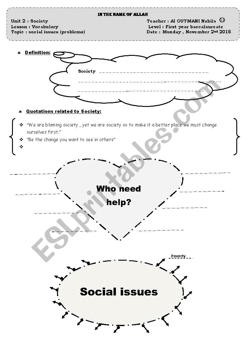 social issues worksheet