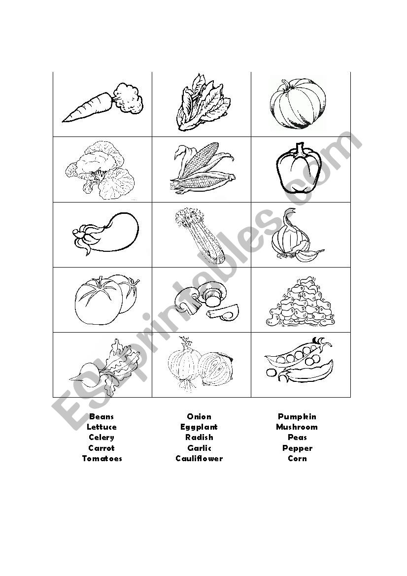 VEGETABLES worksheet