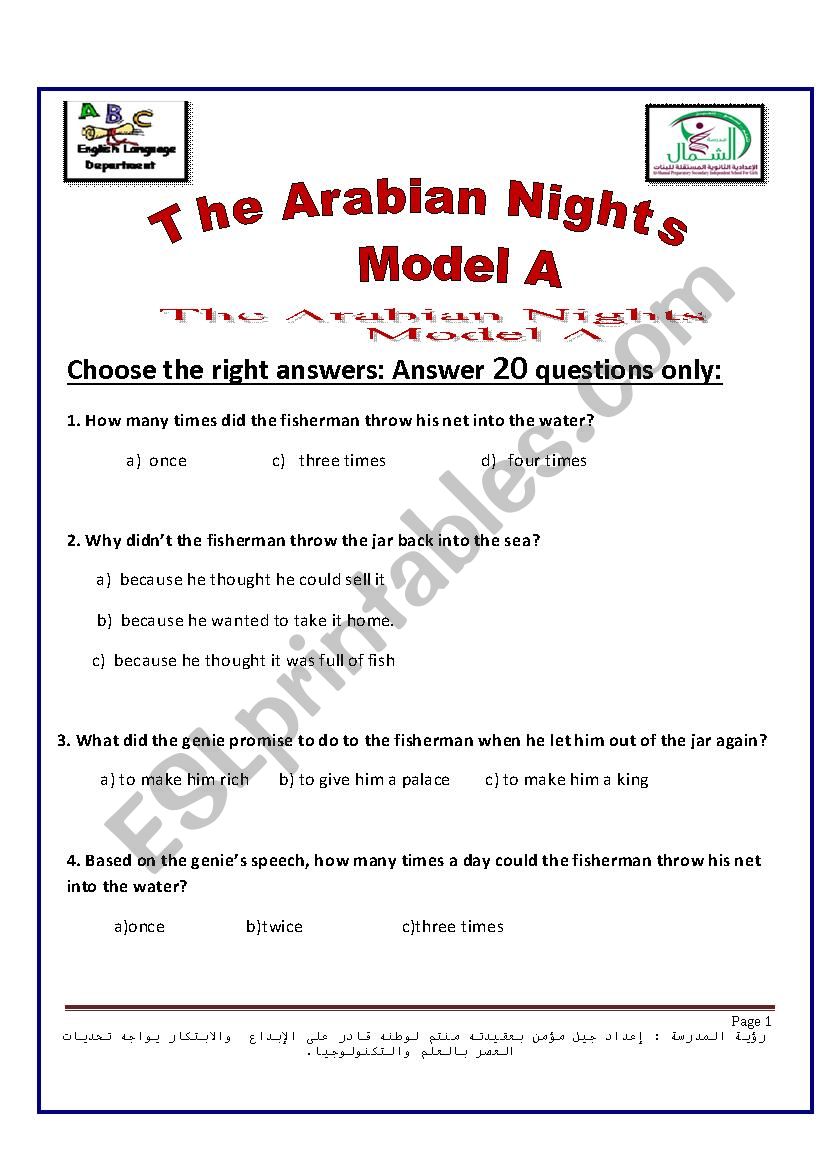 The Arabian Nights- The fisherman ( Model A )