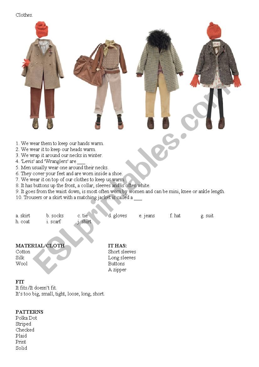 Clothes worksheet