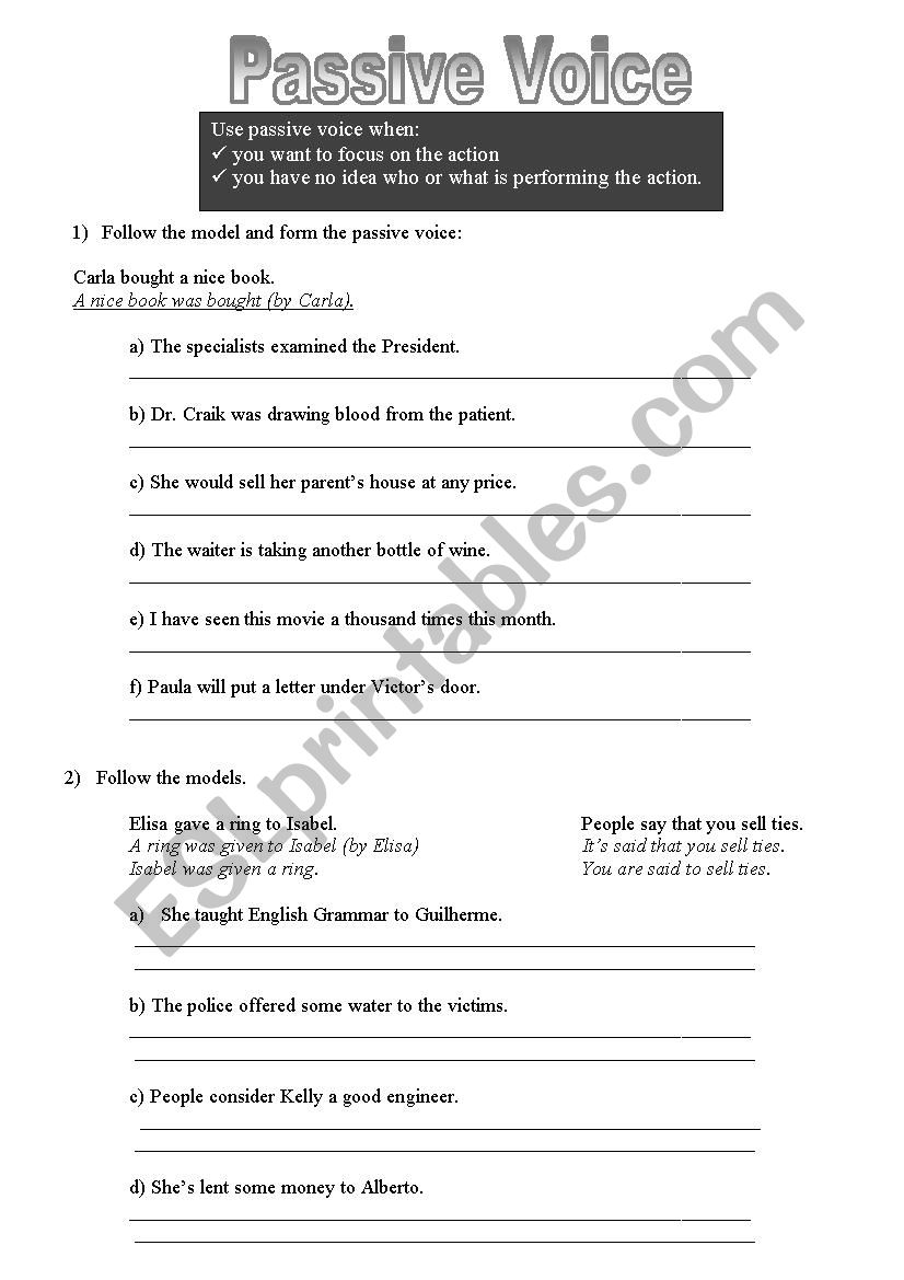 Passive Voice worksheet