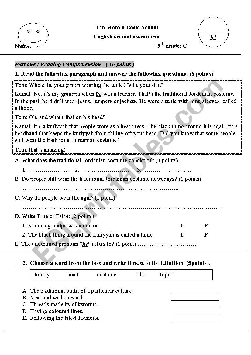 9th grade worksheet worksheet