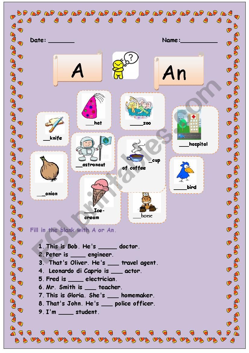 A - An activity worksheet