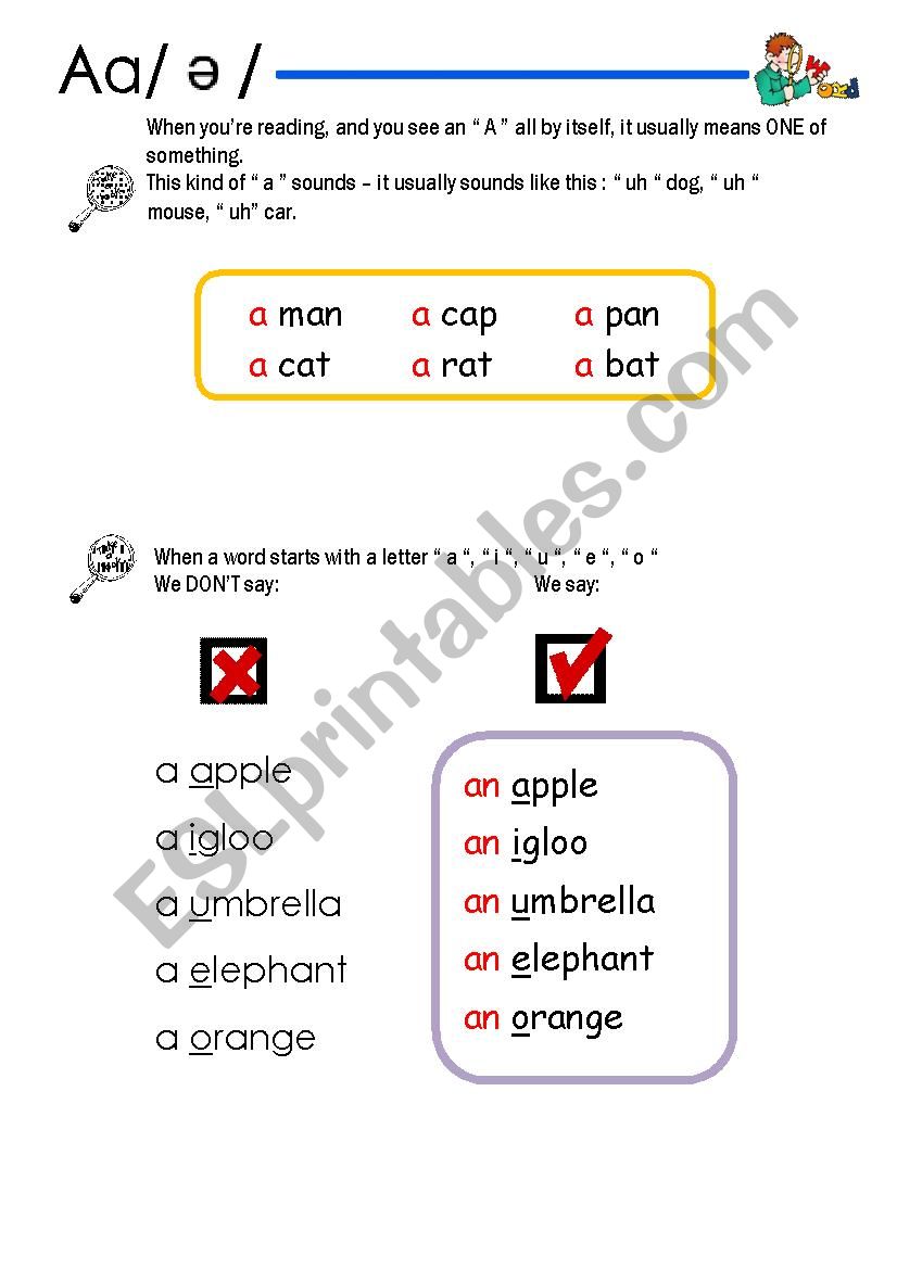 article a/an worksheet