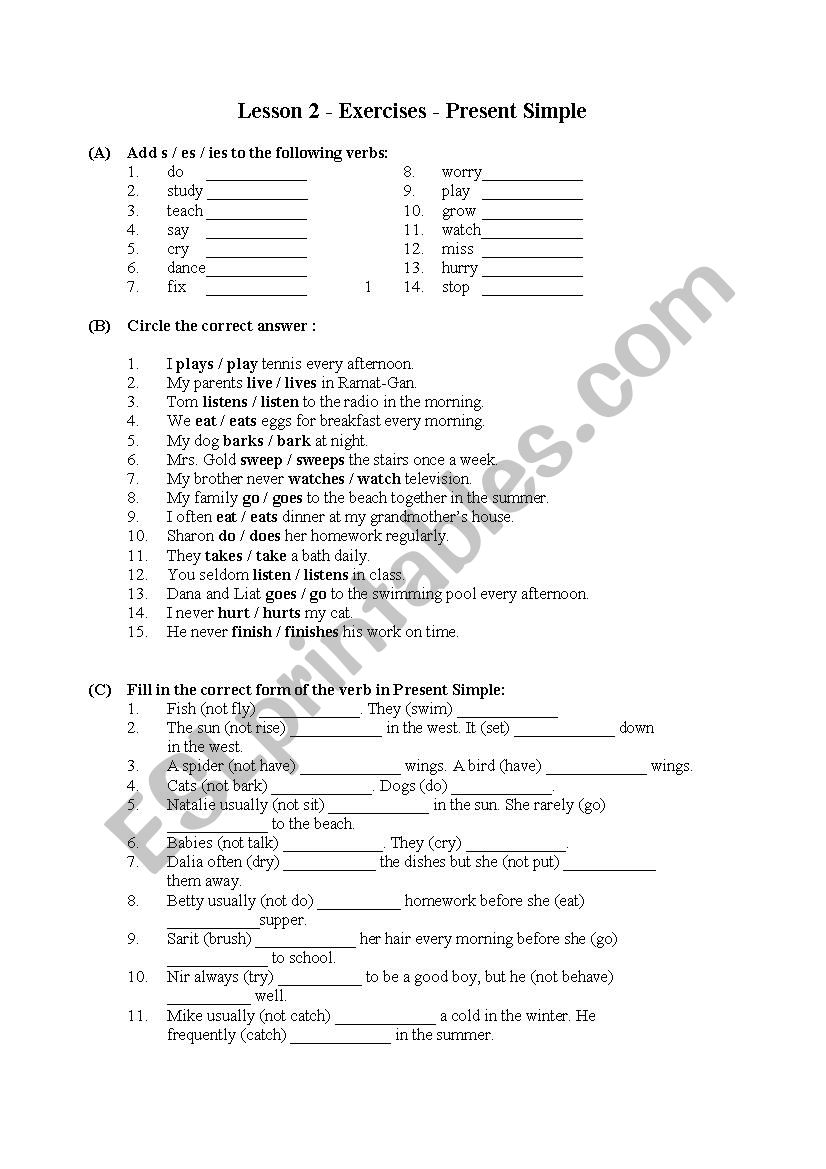 PRESENT SIMPLE QUIESTIONS worksheet