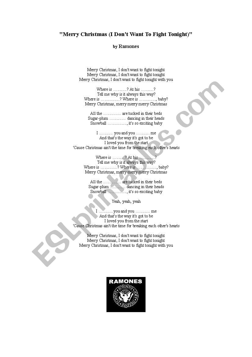 Merry Christmas by Ramones worksheet