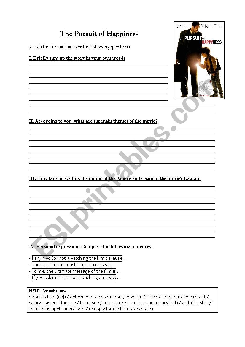 Pursuit Of Happyness Worksheet Pdf Answers Craft Lab